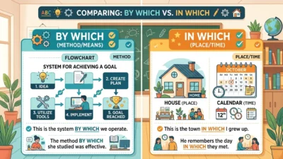 by which vs in which
