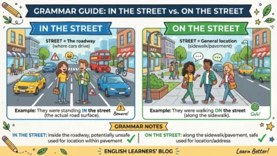 in the street vs on the street