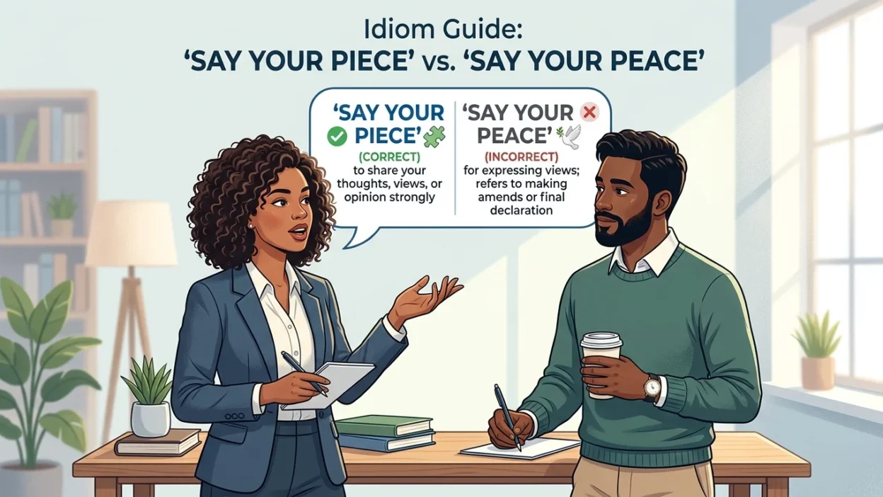 say your peace vs say your piece